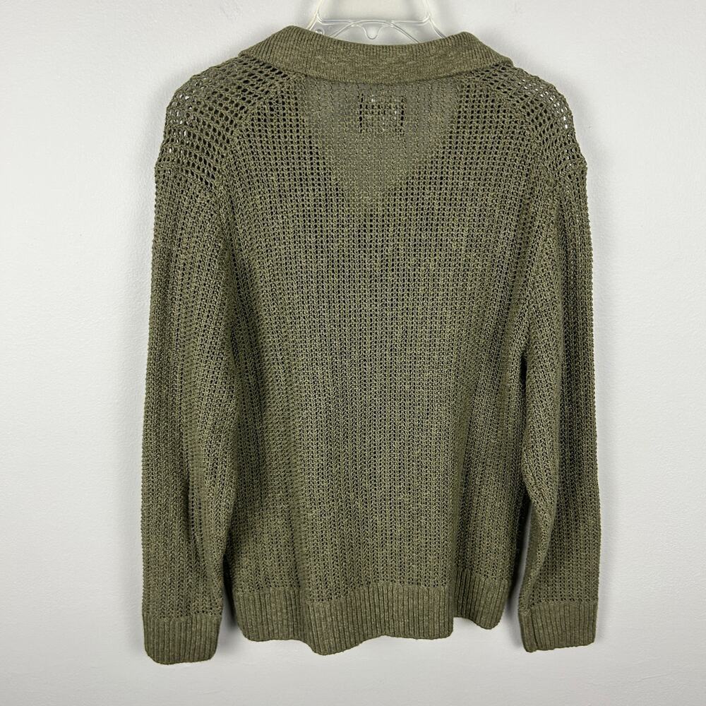 Abercrombie & Fitch Long-Sleeve 3-Button Sweater Knit Green Polo S - Picture 5 of 8